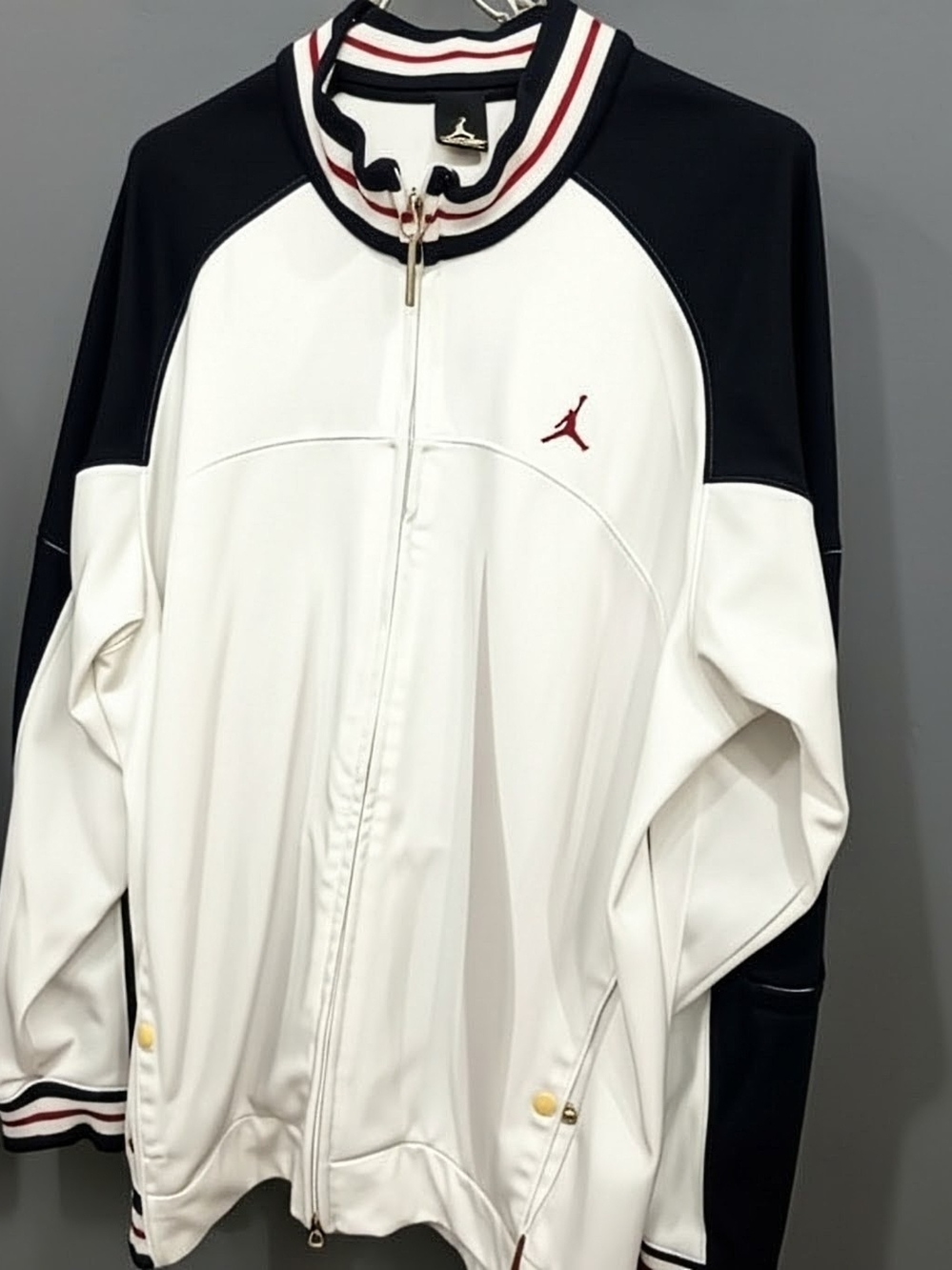 Jordan White and Black Track Jacket with Red Jumpman
